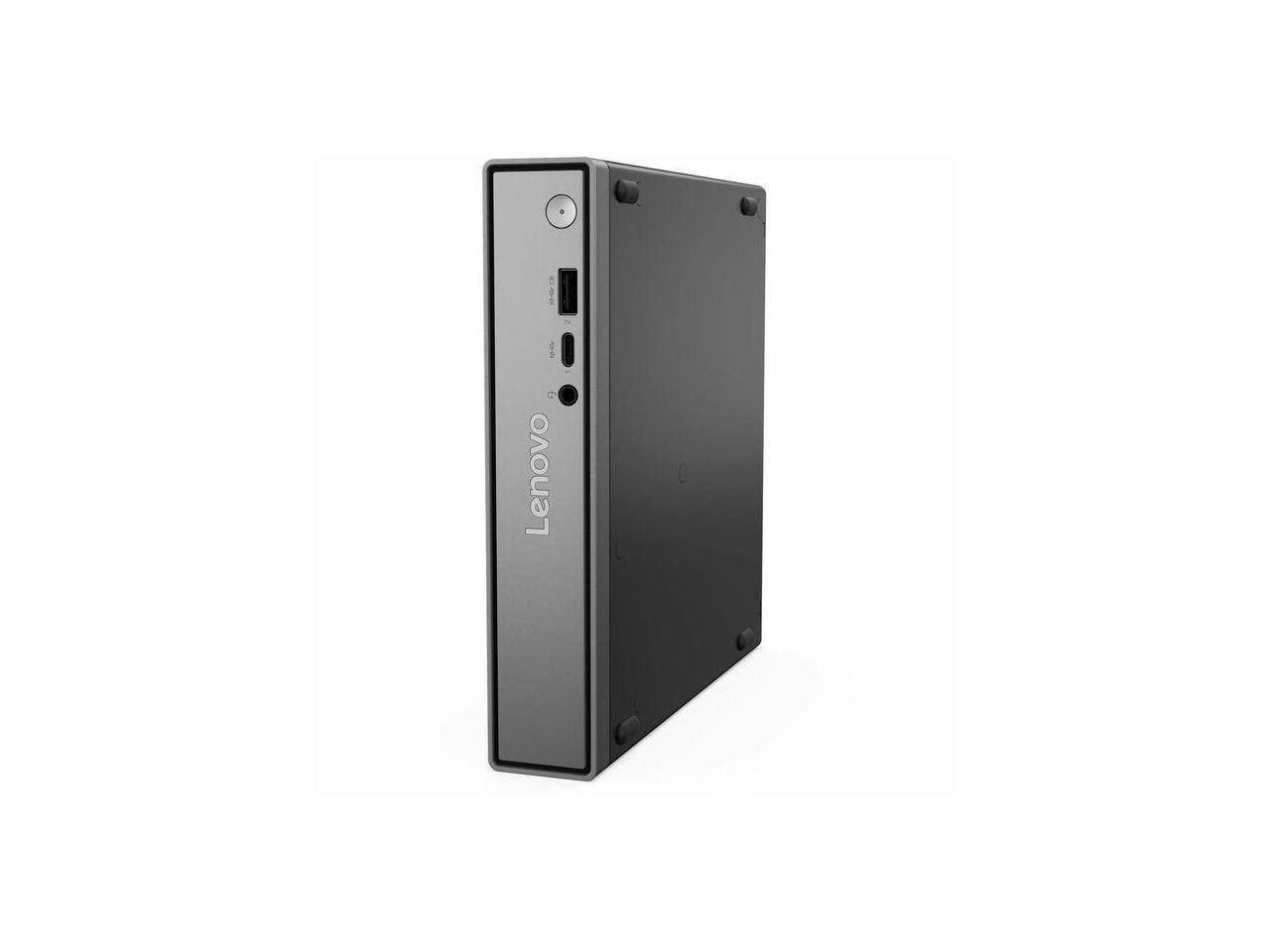 Front. Lenovo - Lenovo ThinkCentre neo 50q Gen 5 Tiny Desktop, Intel Core 5 210H, 16GB RAM, 512GB SSD, Win 11 Pro, Wi-Fi 6, 90W - Black.