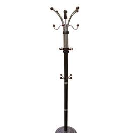 ALEXOUN - 73" Chrome & Oak Coat Rack - Composite Wood Standing Hanger, 60 lbs Capacity, 19" Base, 1pc - Black