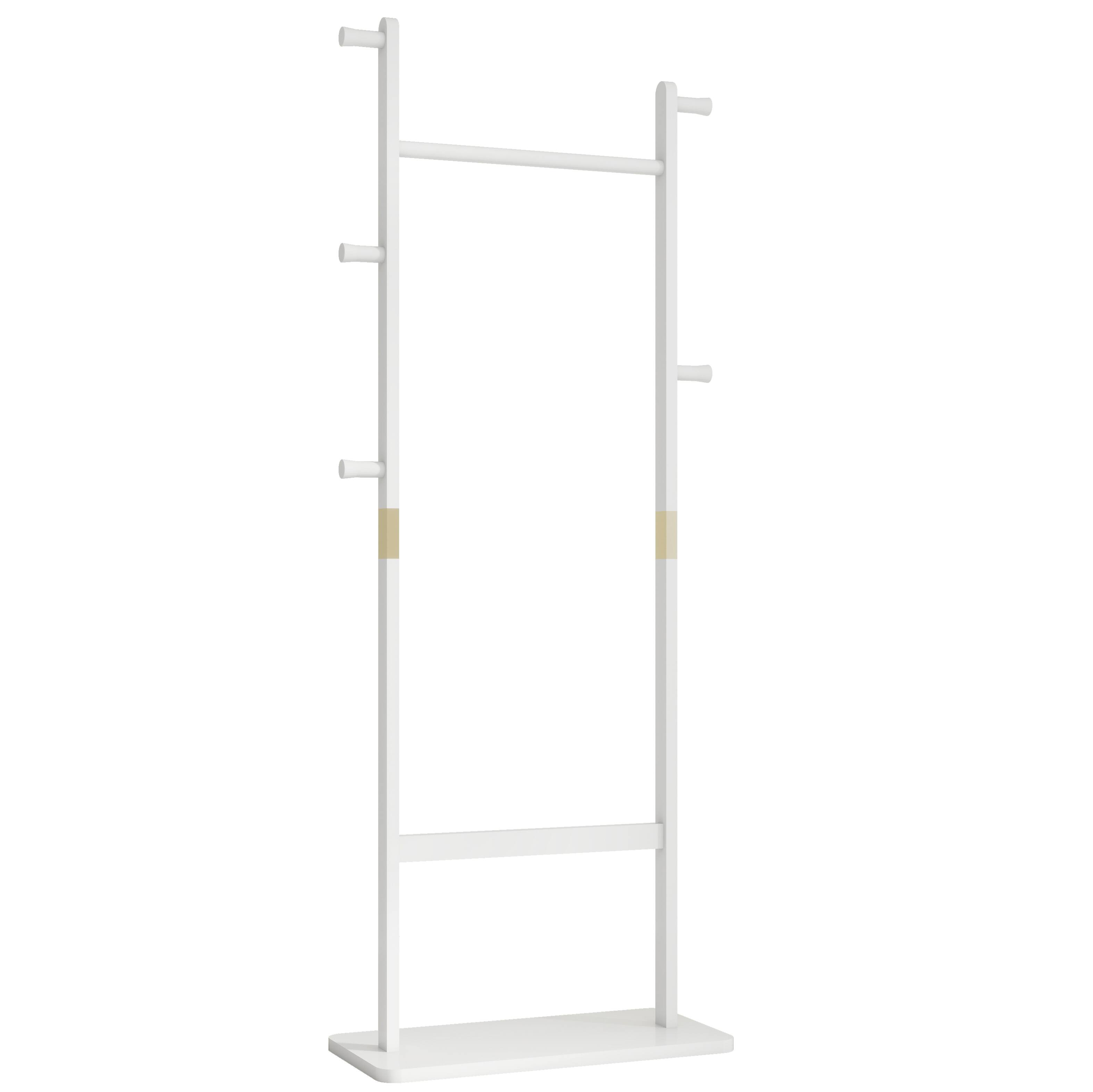 Alt View 3. Z-Edge - Solid Wood Coat Rack, Freestanding Clothing Rack with 5 Hooks & Bottom Shelf, Coat Rack Stand for Entryway, Bedroom - White.