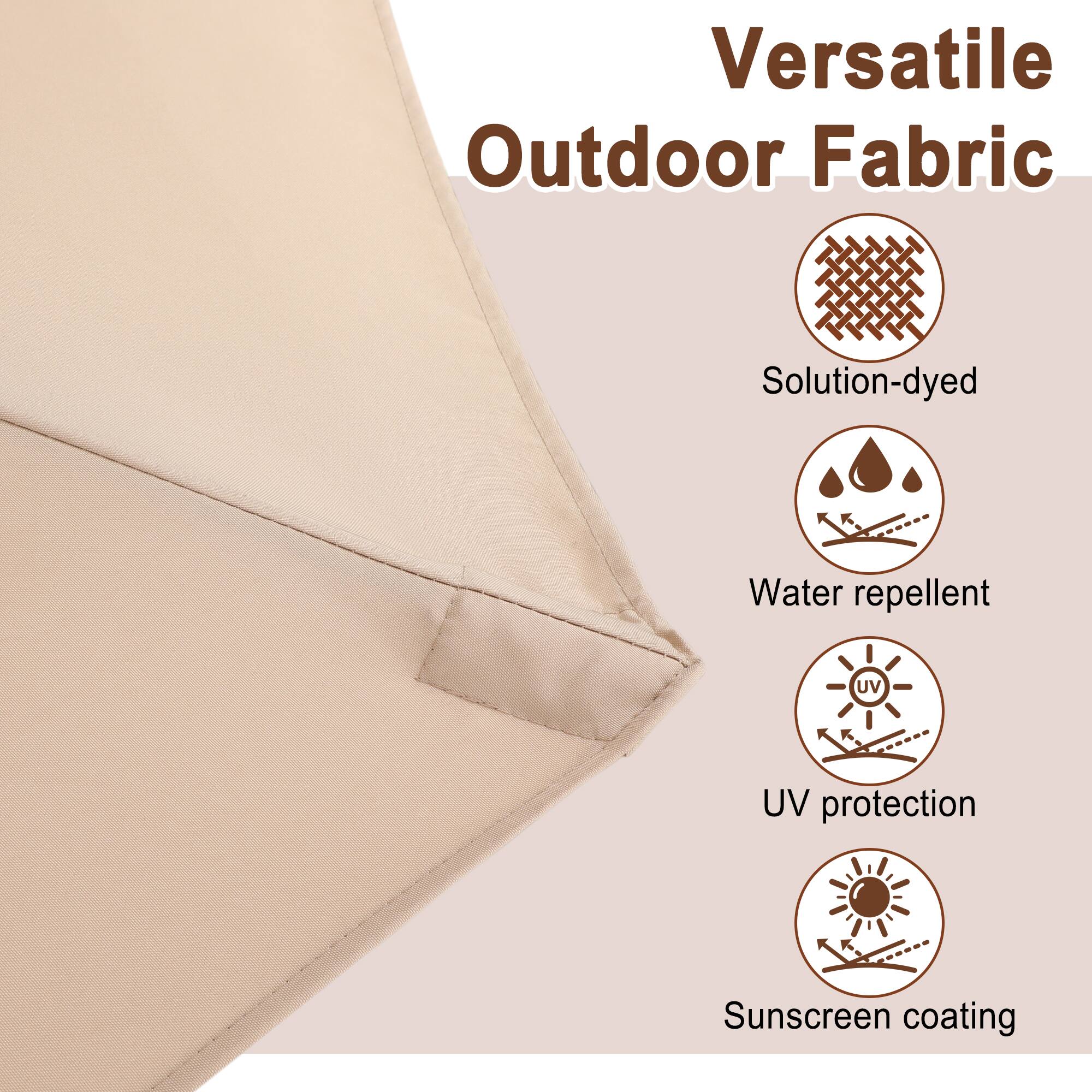 Versatile Outdoor Fabric

- Solution-dyed
- Water repellent
- UV protection
- Sunscreen coating