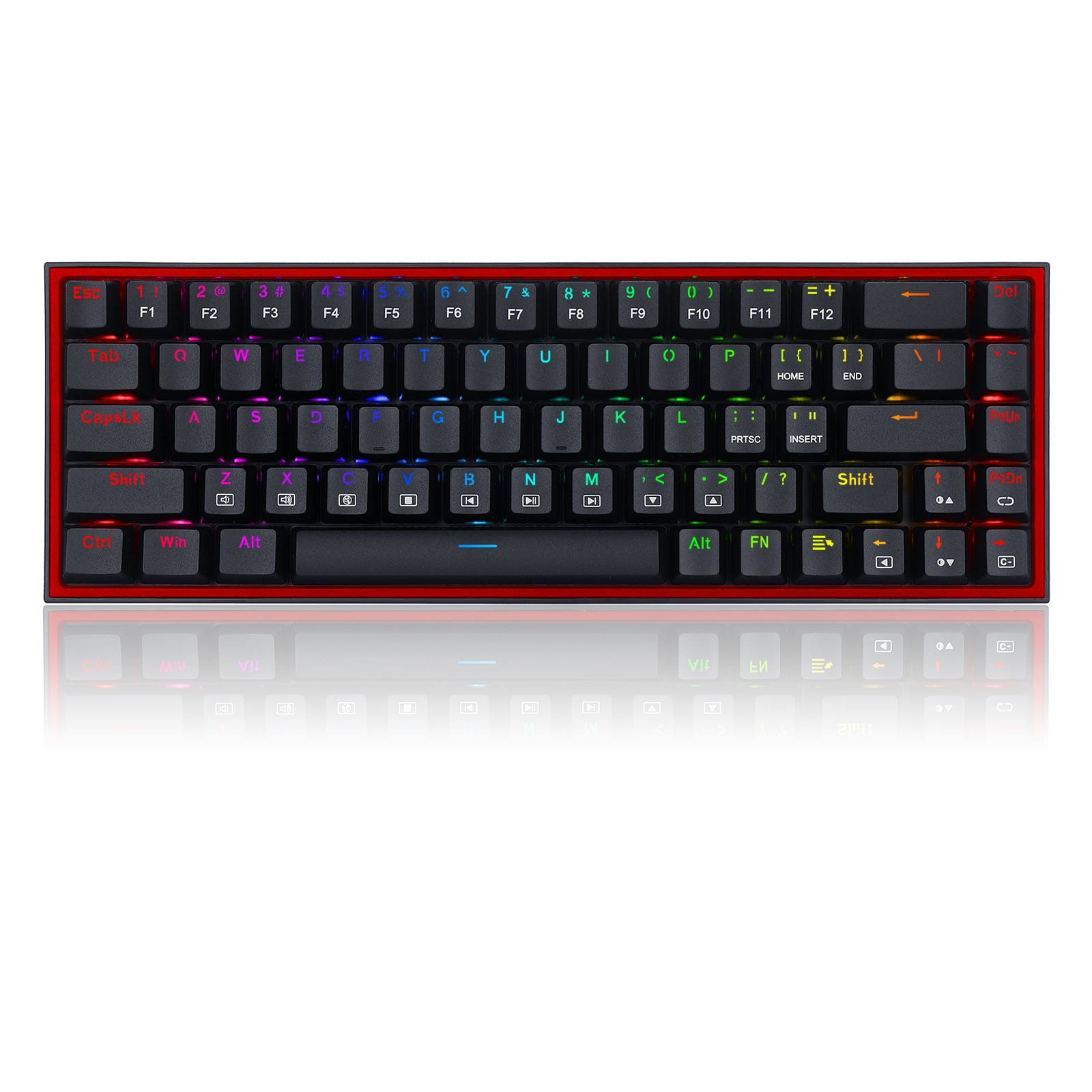 Front. REDRAGON - K631-RGB 65% Wired Mechanical Red Switch Gaming Keyboard with RGB Backlighting - Black.