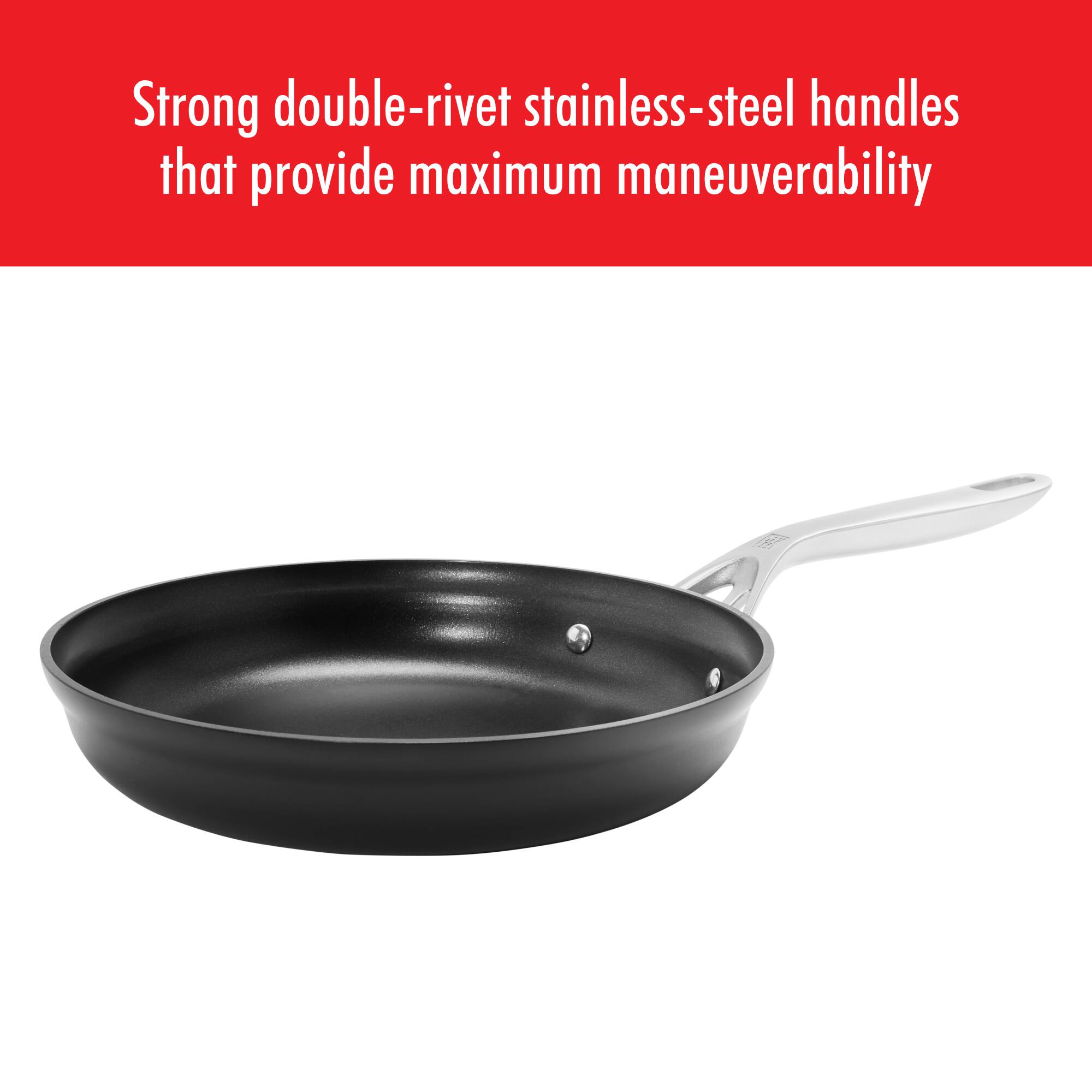 Strong double-rivet stainless-steel handles that provide maximum maneuverability