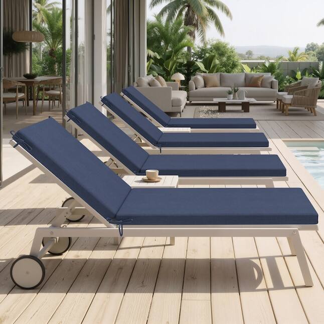 Alt View 6. Crestlive Products - Crestlive Products 1pc 72in Outdoor Water Resistant Chaise Lounge Chair Cushion with Ties Patio lounge cushion - Navy.