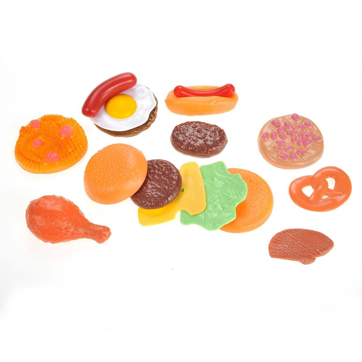 Alt View 4. JuzToys - 30pcs Pretend Play Kitchen Food Toys – Fast Food & Dessert Play Food Set for Kids – Brown - Brown.