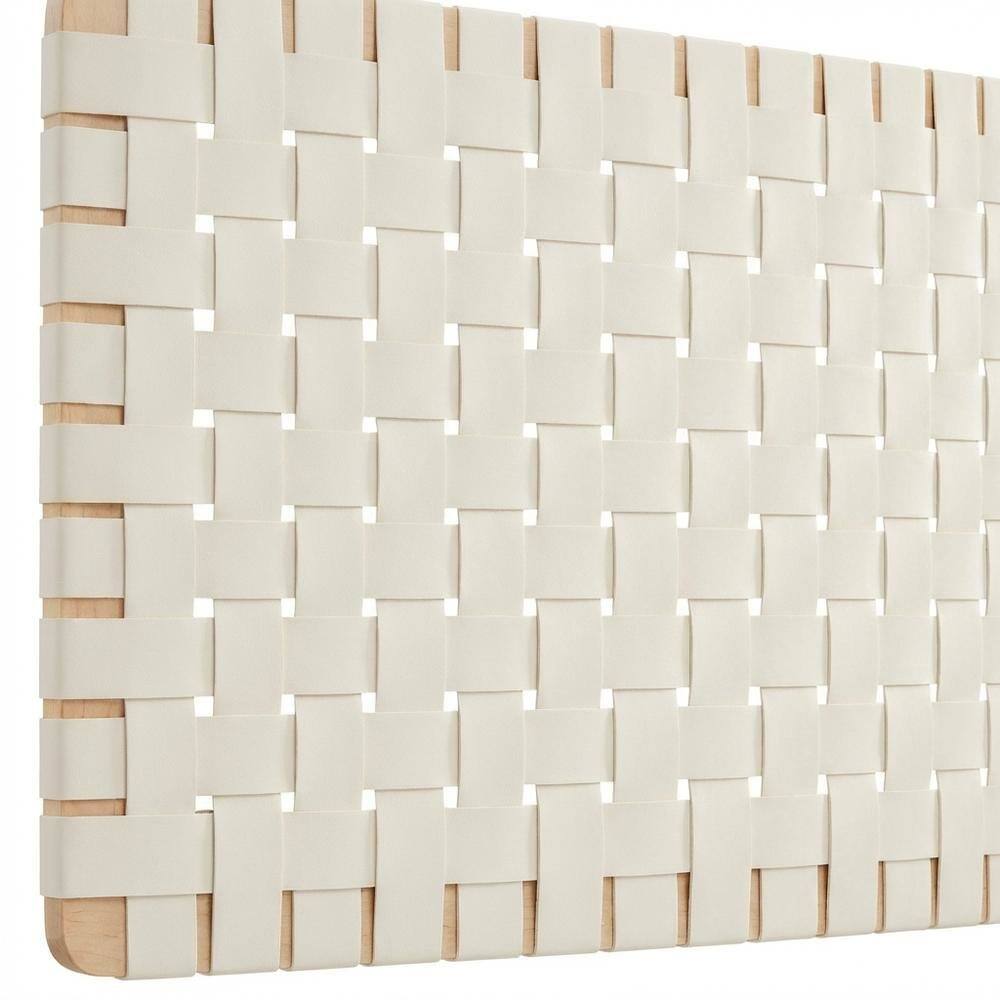 Back. FurniFact - Vegan Leather Wall-Mount Headboard Queen Size with Durable Modern Design - Beige.