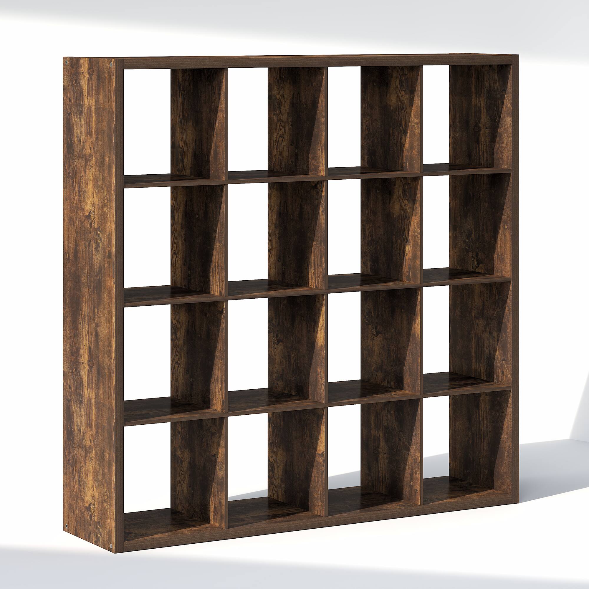 Alt View 4. Furinno - CUBIC Closet Organizers, 16-Cube Closet Organizer, Open Shelf, Extra Thick Frame, for Wardrobe, Bedroom, Living Room - Amber Pine.