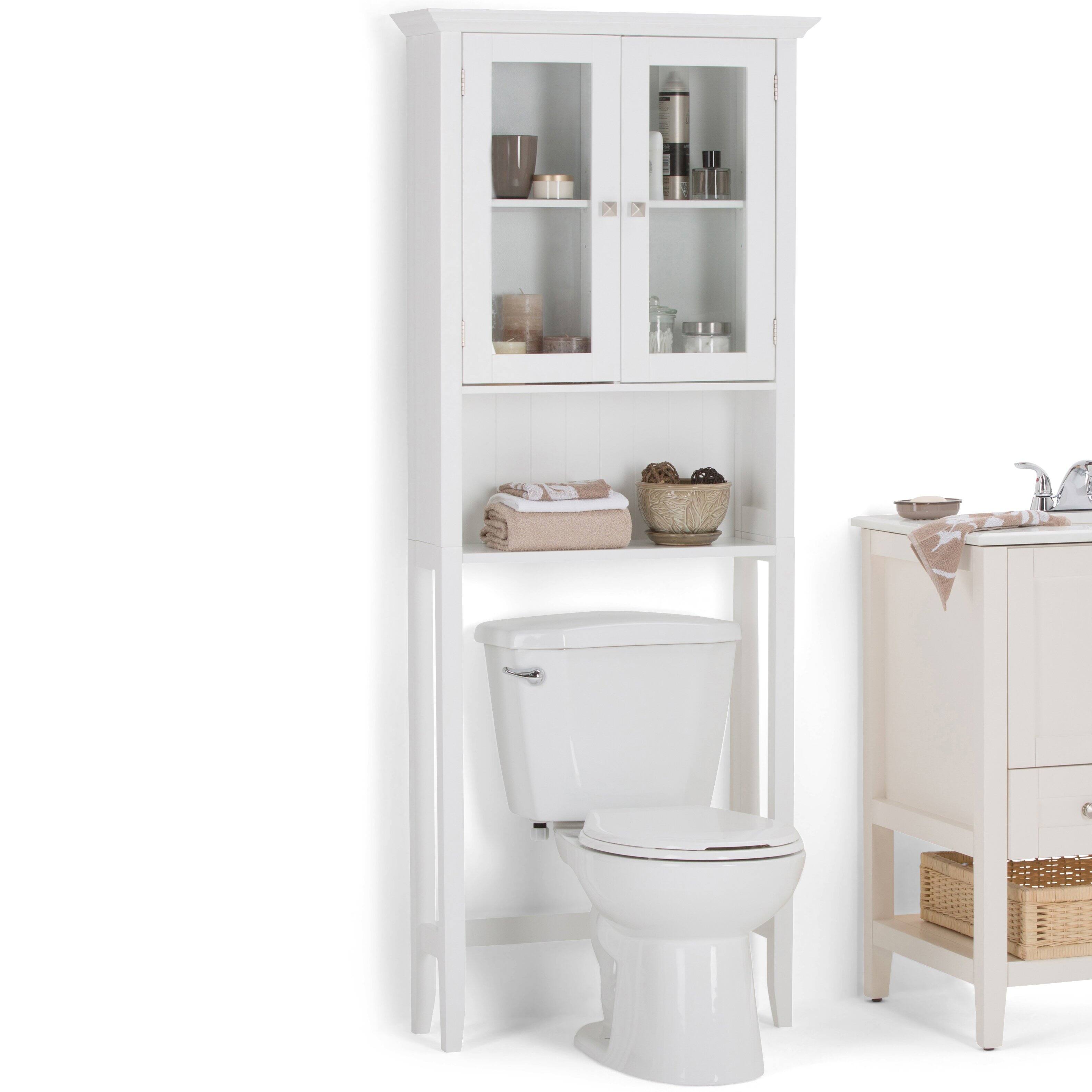 Angle. Simpli Home - Acadian 68.4 inch H x 27.6 inch W Over The Toilet Space Saver Bath Cabinet in Pure White - Pure White.