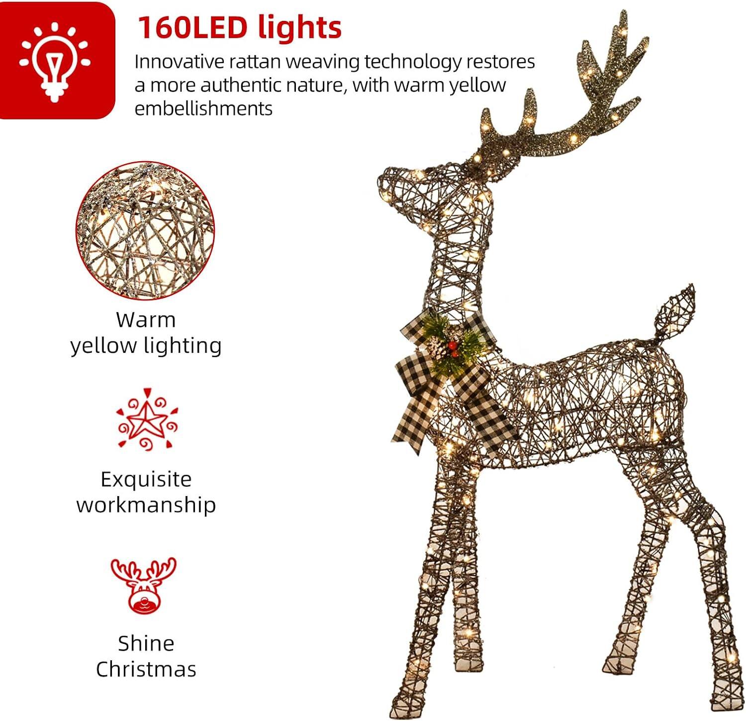 160LED lights  
Innovative rattan weaving technology restores a more authentic nature, with warm yellow embellishments  

Warm yellow lighting  
Exquisite workmanship  
Shine Christmas