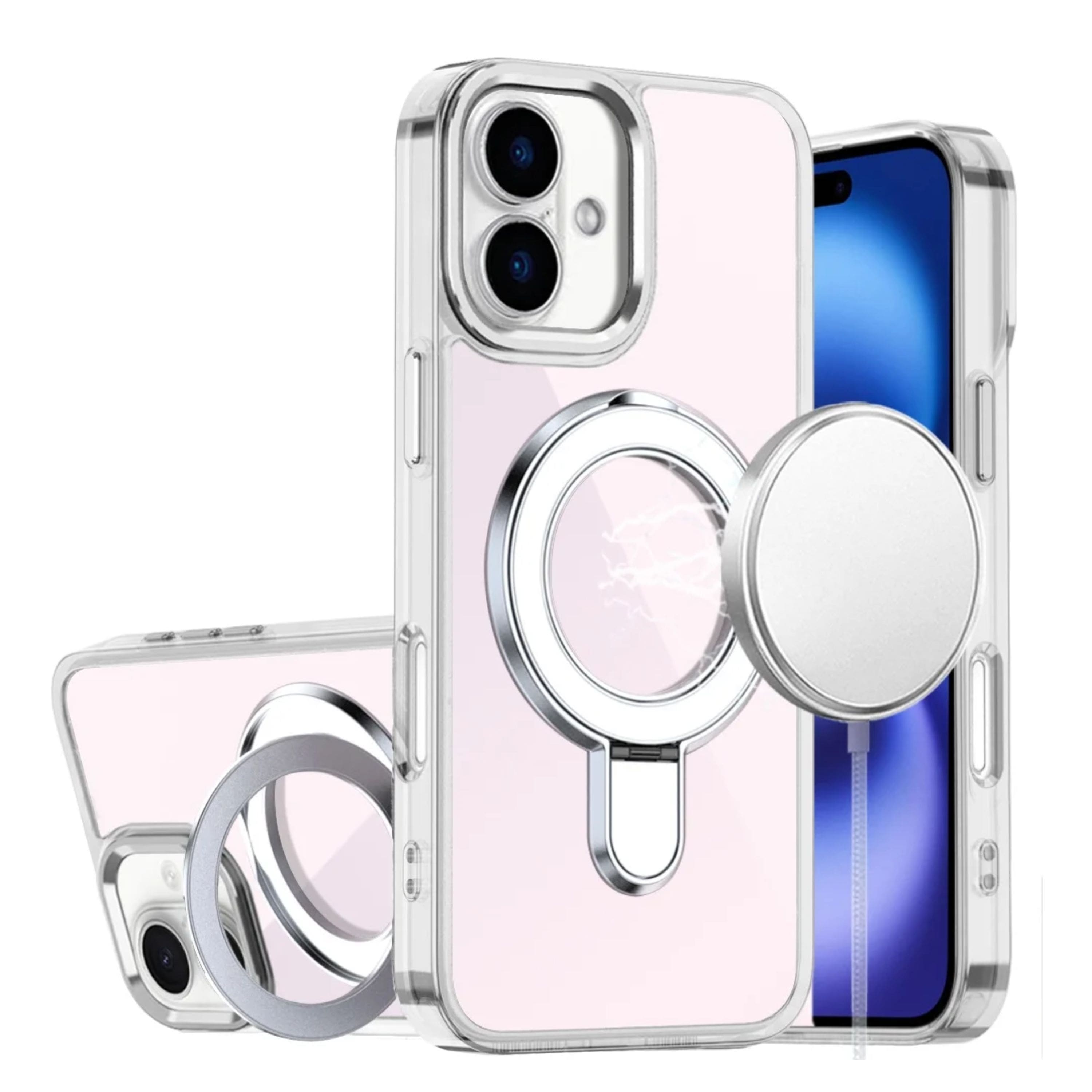 Kitcheniva - Radiant Chrome Magnetic Circle Stand Phone Case With Tempered Glass For iPhone 17 - Clear price history on PriceWatchPro