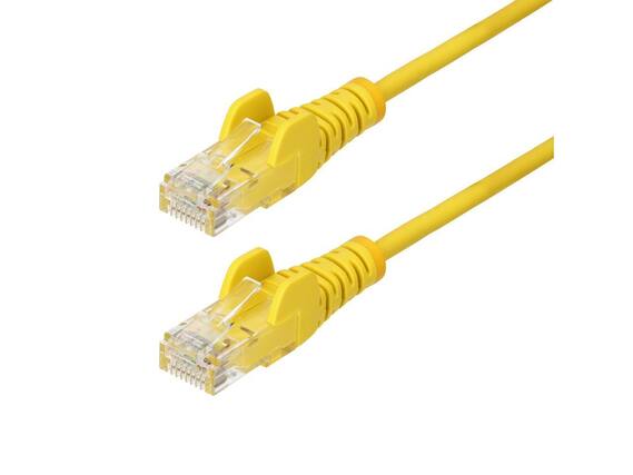 Front. StarTech.com - StarTech 50ft Yellow Slim CAT6 Ethernet Cable, 100W PoE, UTP, LSZH, 28AWG, Slim RJ45 Patch Cord.