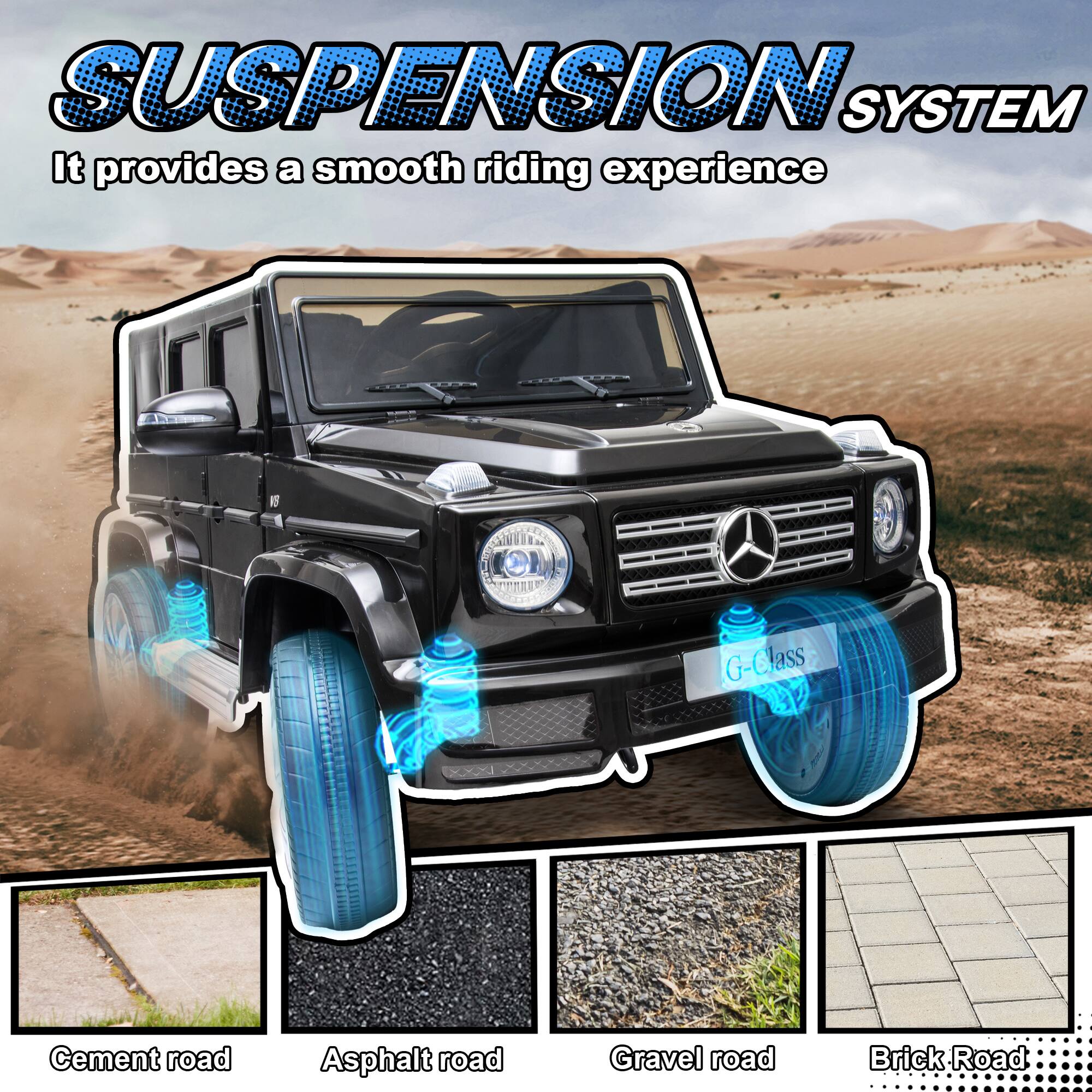 **SUSPENSION SYSTEM**  
It provides a smooth riding experience

- Cement road
- Asphalt road
- Gravel road
- Brick Road