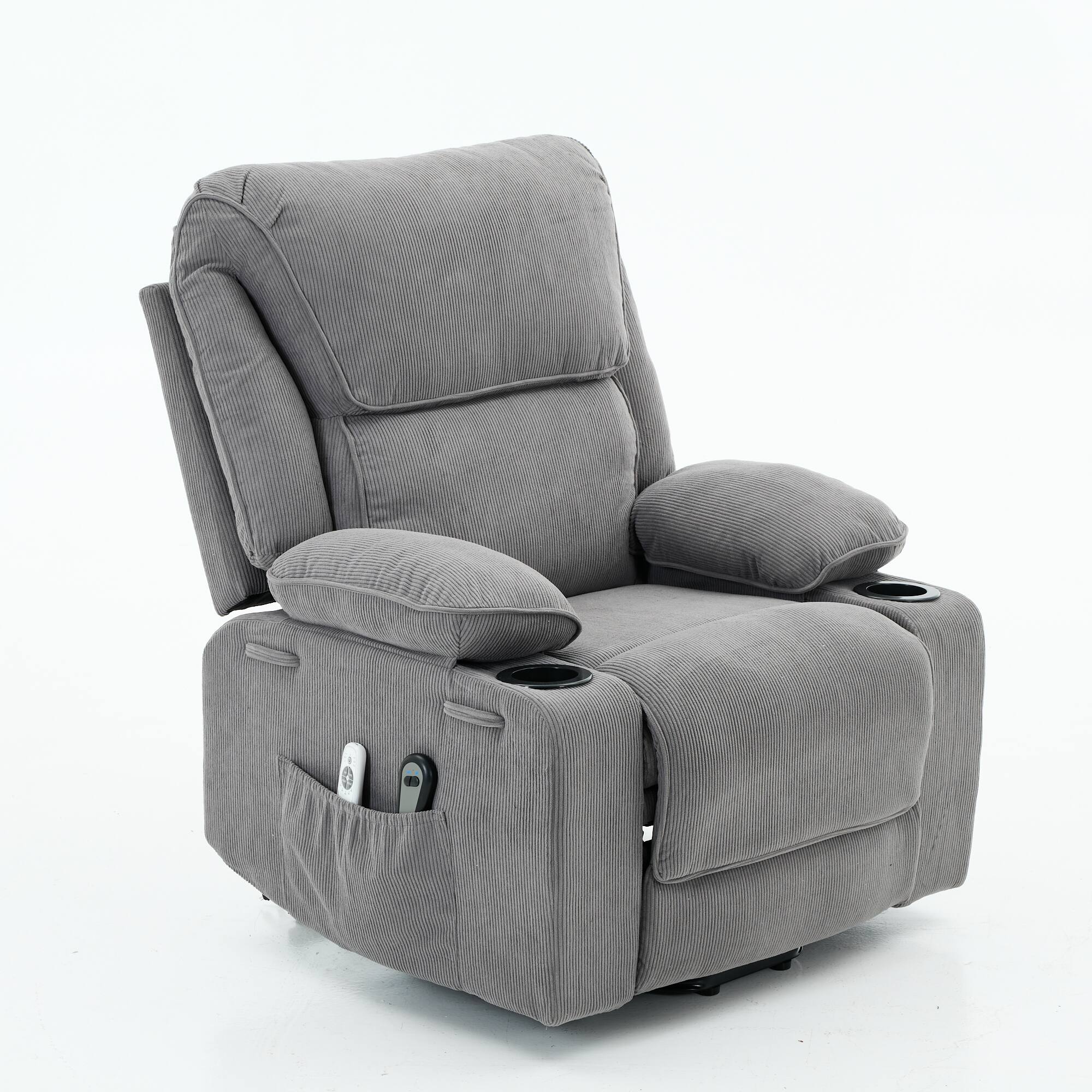 Front. GOODSILO - Remote-Controlled Power Lift Recliner Chair with Heating and Massage for Elderly and Seniors - Gray.