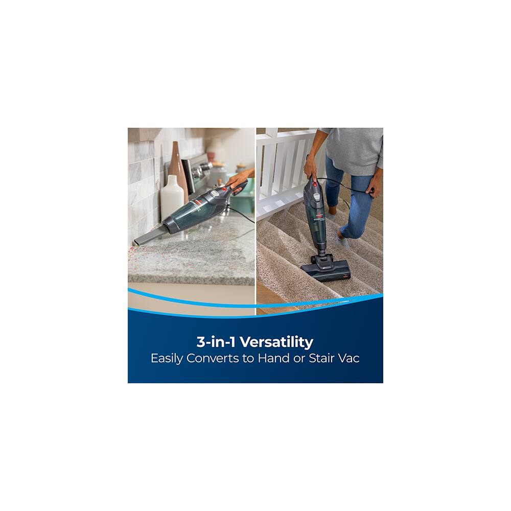 3-in-1 Versatility  
Easily Converts to Hand or Stair Vac