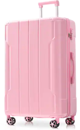 Front. Loheer - Loheer Hardshell Luggage 28 Inch Pink Checked Suitcase Lightweight ABS Expandable Spinner - Pink.