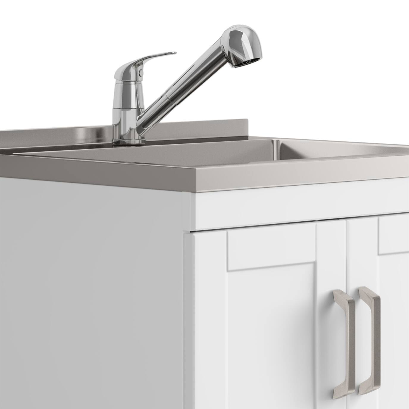 Alt View 4. Simpli Home - Kyle All-In-One 24-inch Laundry Utility Sink and Cabinet - Pure White.