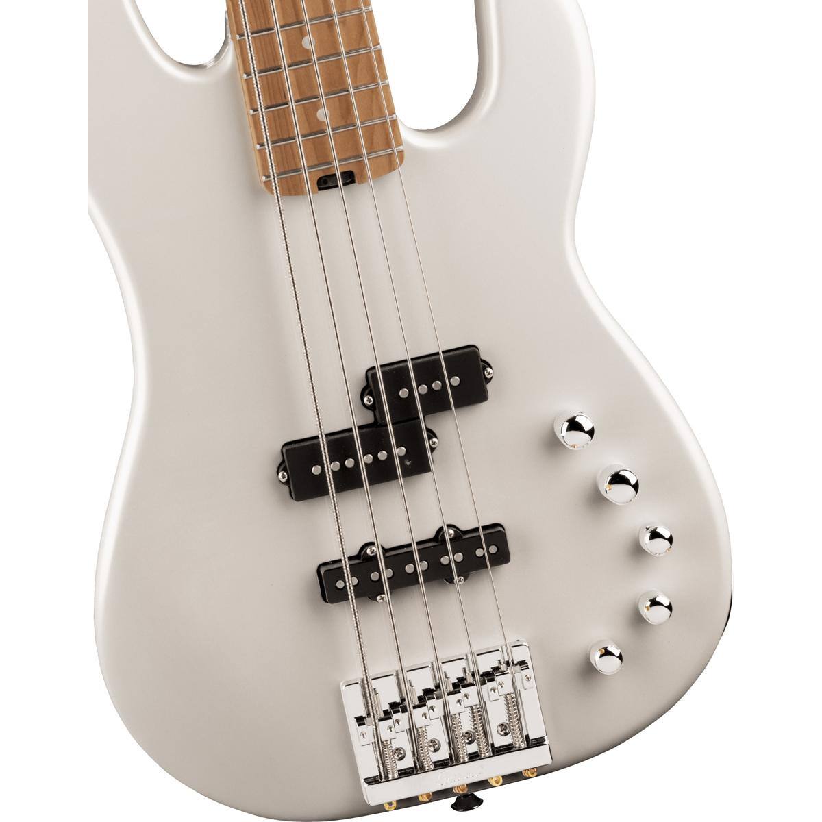Alt View 3. Charvel - Charvel Pro-Mod San Dimas Bass PJ V 5-String Bass Guitar, Platinum Pearl.