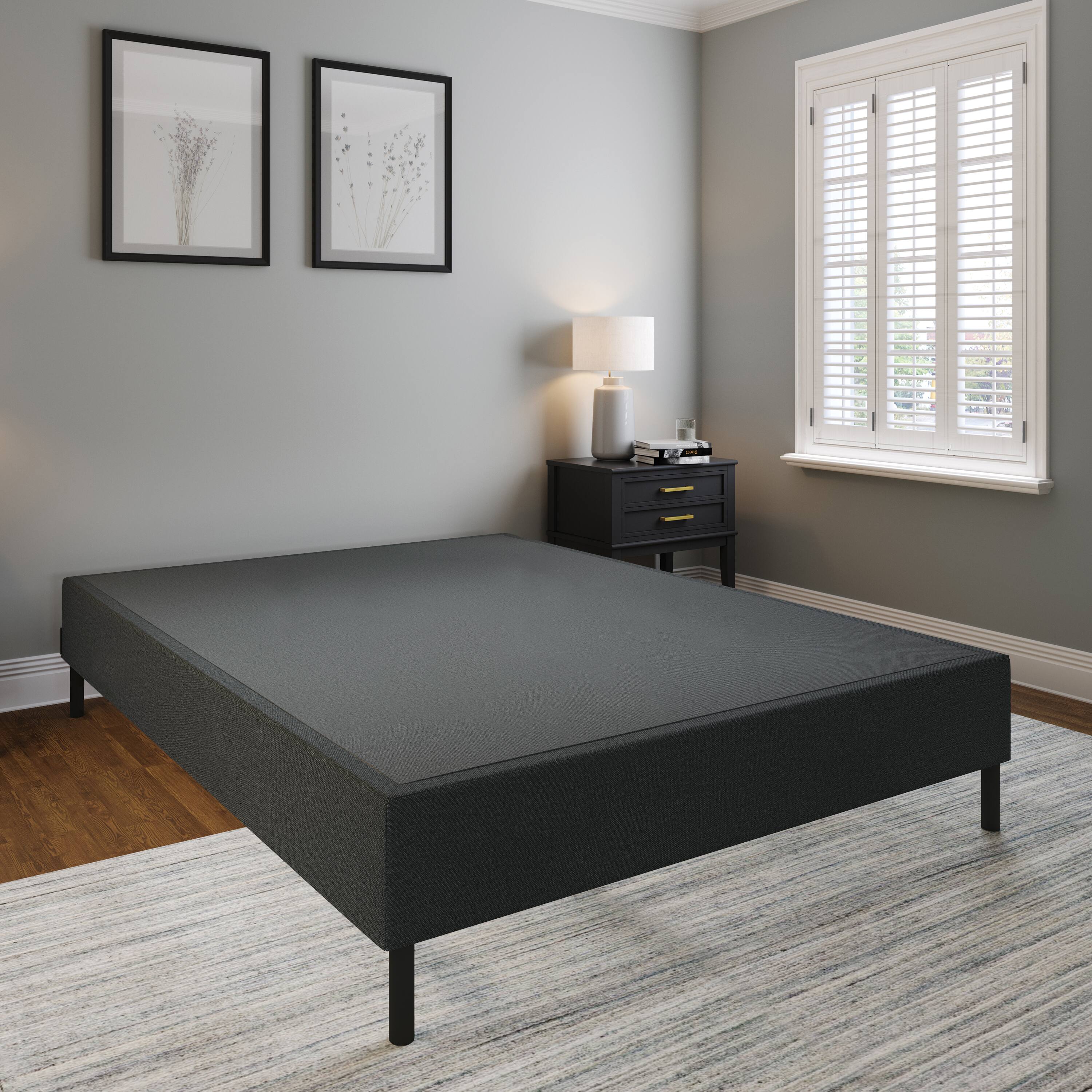 Alt View 5. Boyd Sleep - 2-in-1 Metal Mattress Foundation & Bed Frame, Roll-Out Slats, Removable Legs, Headboard Brackets - Black.