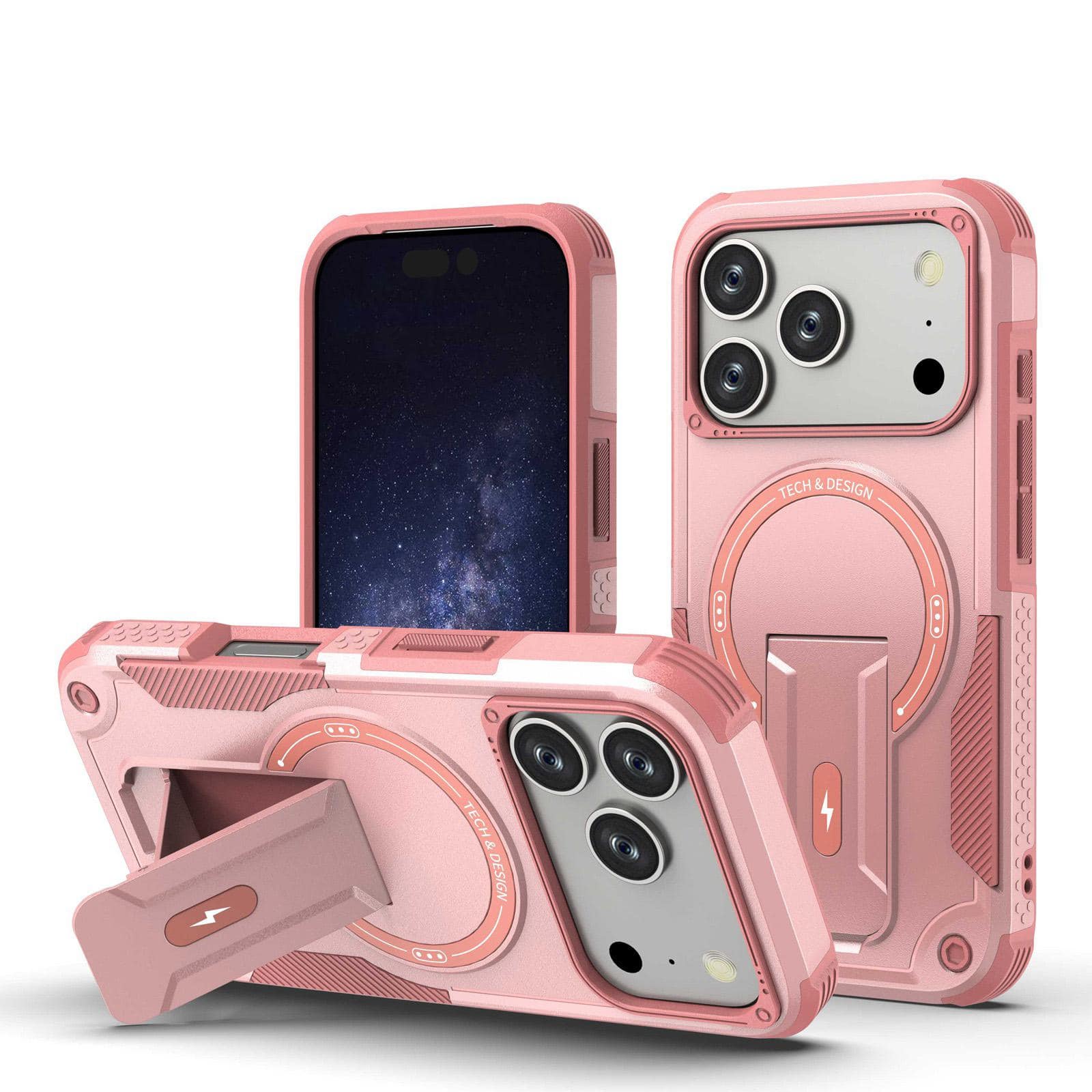 UUCOVER - Magnetic Case for Apple iPhone 17 Pro with Kickstand, Compatible with MagSafe Shockproof Hybrid Rugged Protective Cover - Pink price history on PriceWatchPro