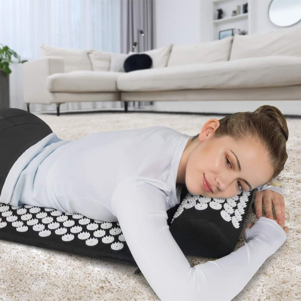 Alt View 15. Sharper Image - Acupressure Mat & Pillow with Travel Bag - Black.