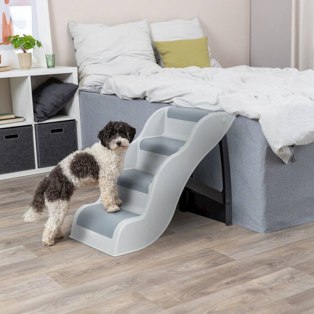 Alt View 2. TRIXIE - 4-Step Pet Stairs, Lightweight and Collapsible Steps Ideal for Dogs & Cats, Gray - Gray.