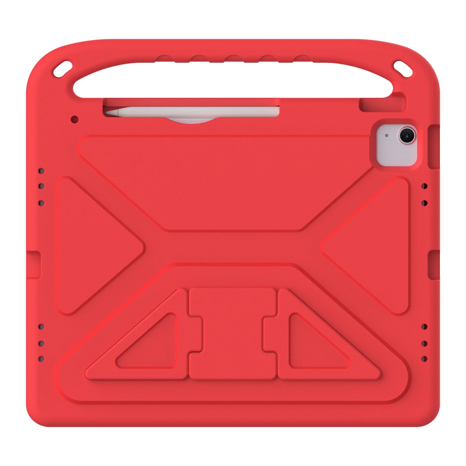 Angle. UUCOVER - Lightweight EVA Case for iPad Air 13-inch M4 M3 M2 (2026/2025/2024) Shockproof Handle Kickstand Anti-Slip Cover - Red.