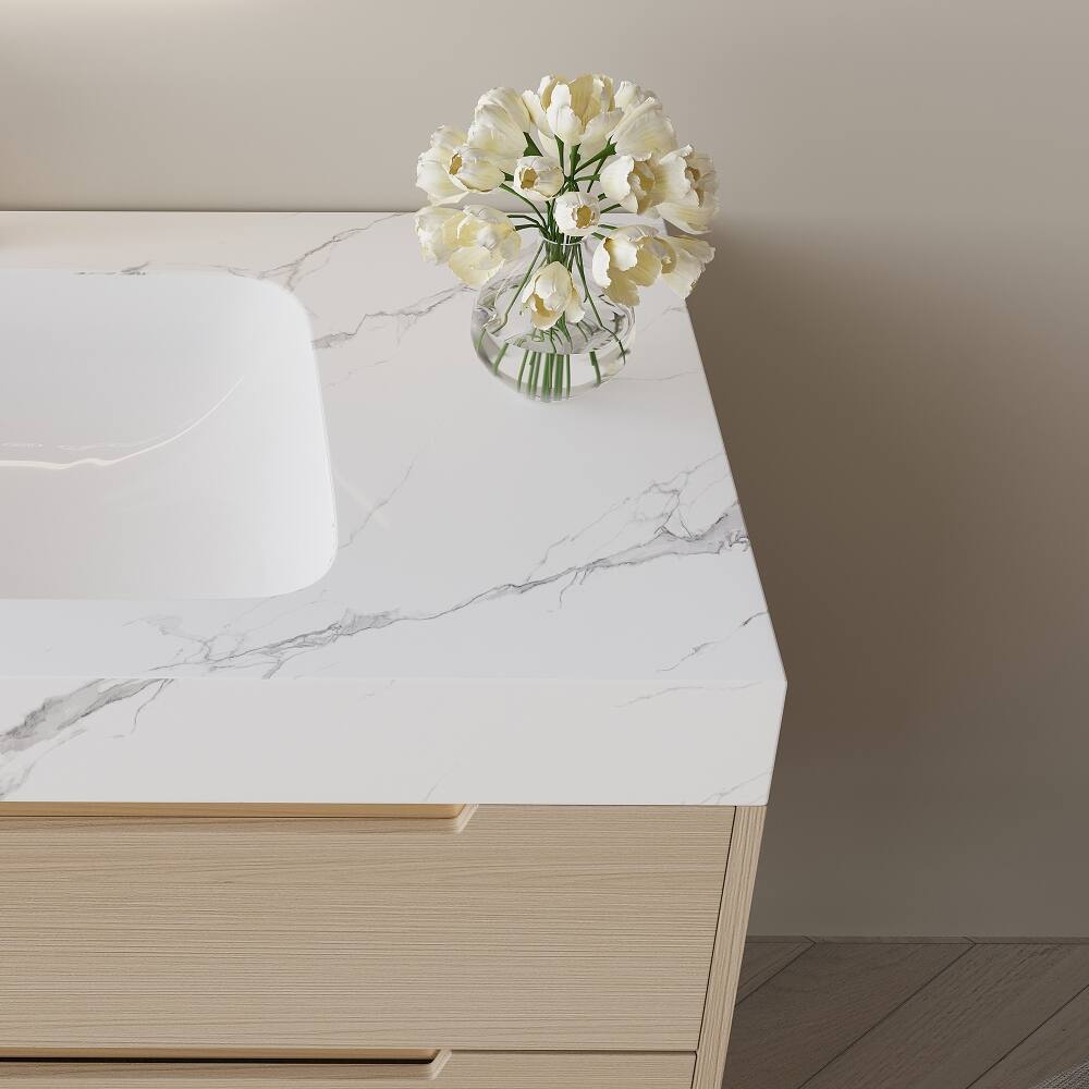 Alt View 9. Loheer - Loheer 35.4 inch modern bathroom vanity with undermount sink White Wood - White, Wood.