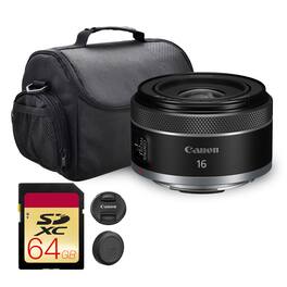Canon - RF 16mm f/2.8 STM Lens (5051C002) Ultra Wide Prime 64GB Card Bundle - Black