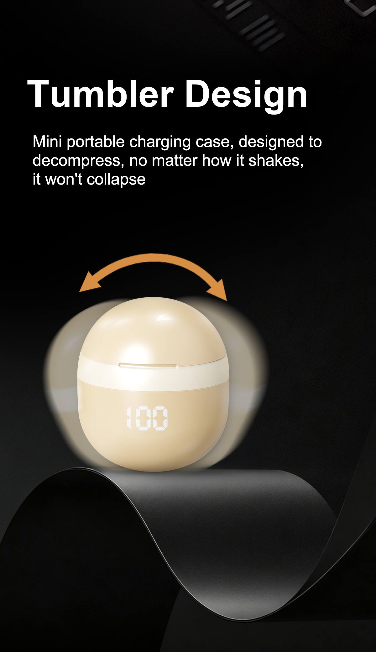 Tumbler Design Mini portable charging case, designed to decompress, no matter how it shakes, it won't collapse 100