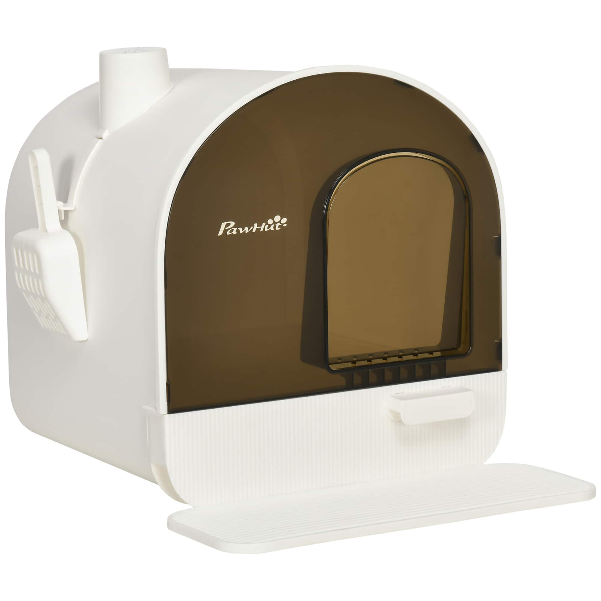 Pawhut - Cat Litter Box with Lid, Covered Litter Box for Indoor Cats with Tray, Scoop, Filter, 17" x 17" x 18.5" - White