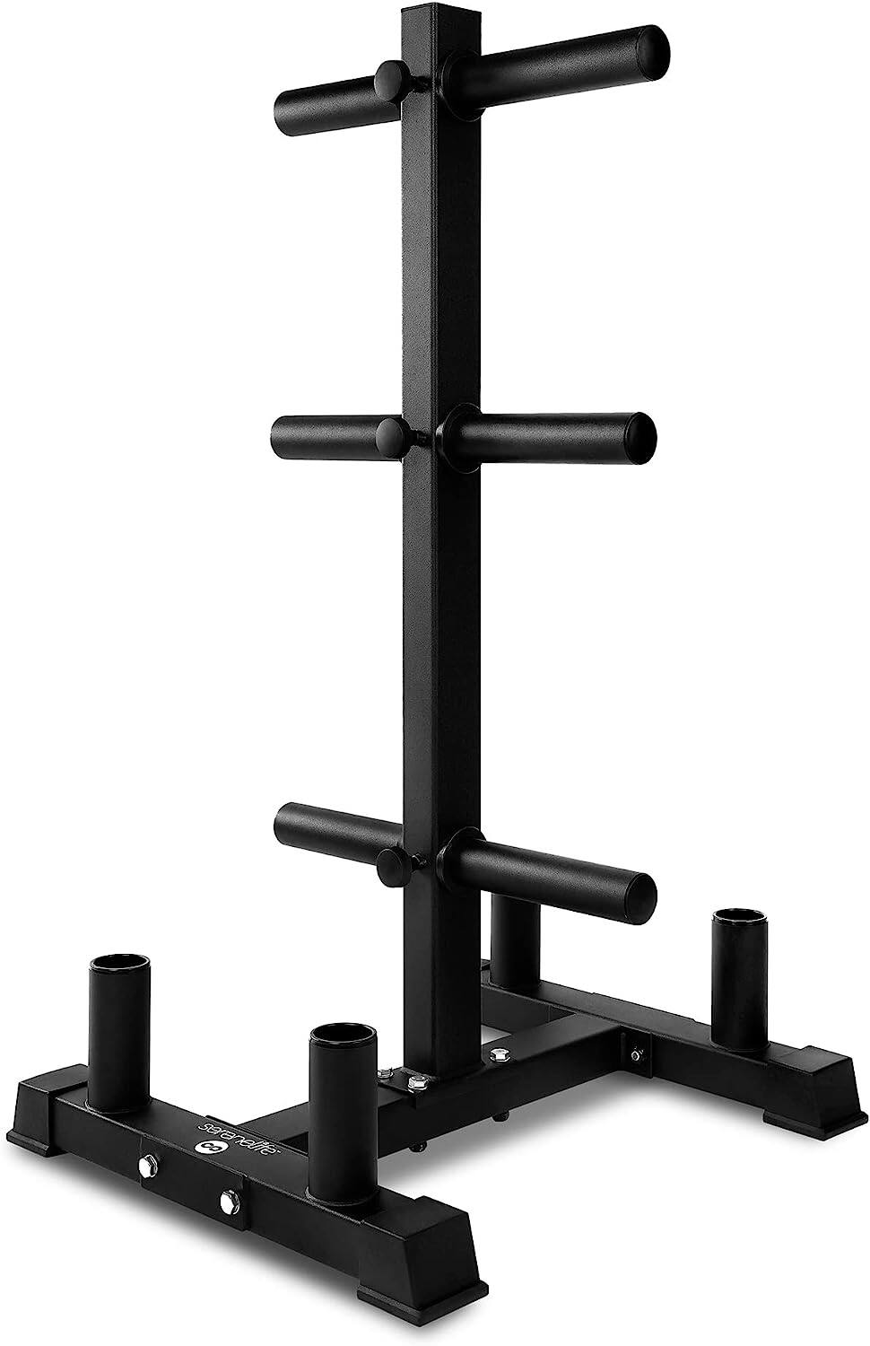 Front. SereneLife - SereneLife  2-In-1 Rack Holder Weight Plate Rack with Barbell Holders -  800-Pound Capacity - black.