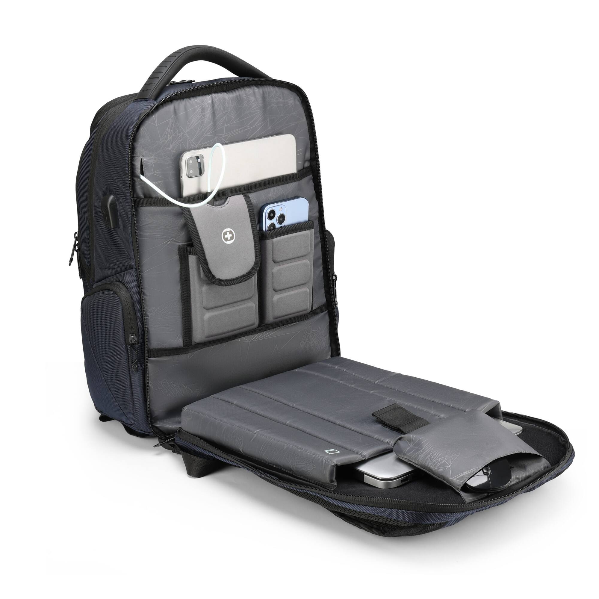 Alt View 2. Swissdigital Design - SwissDigital SD1695-12 Terabyte NG Dark Blue Laptop Backpack with USB Port - Dark Blue.