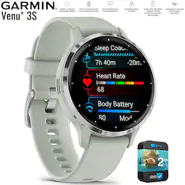 Garmin - Refurbished Excellent - Venu 3S Fitness Smartwatch Silver Bezel/Gray Band (41mm) + 2 Year Extended Warranty Bundle - Silver Stainless Steel|Sage Gray - (2023)