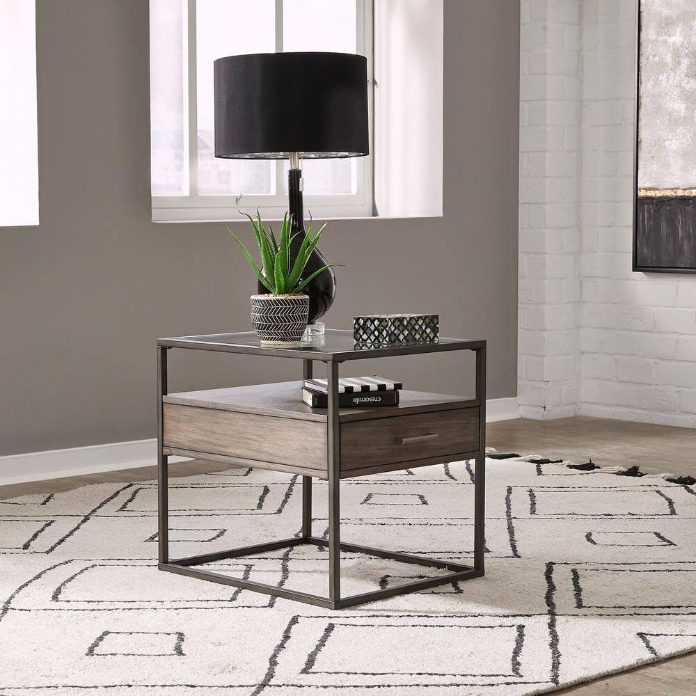 Angle. Liberty Furniture Industries - Jamestown End Table in Tobacco - Brown.
