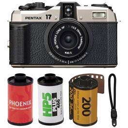 17 Dark Silver 35mm Film Camera with Advance Accessories and Travel Bundle | 18928-RIM | Pentax 17 35mm - Dark Gray