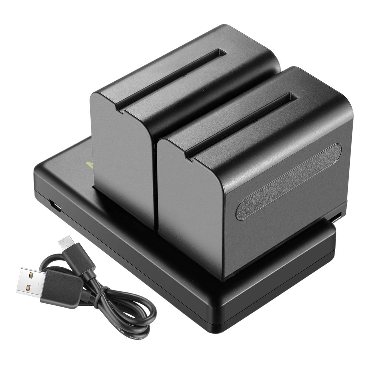 Neewer - 2-Pack 6600mAh NP-F Series Batteries & USB Charger, for Sony Handycam/LED Light/Monitor