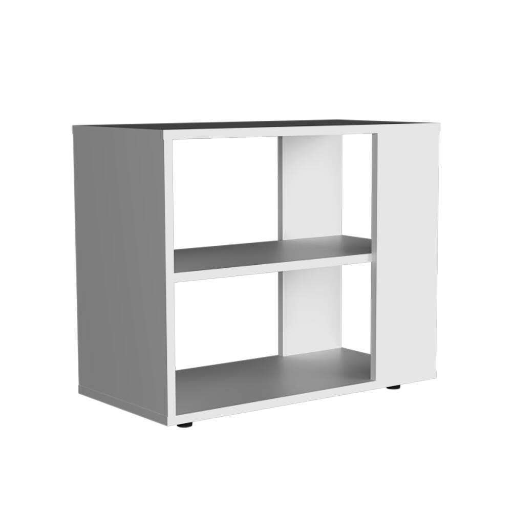 Angle. Loheer - Loheer White Side Table End Table with Shelves Sofa Table 19.7in - White.