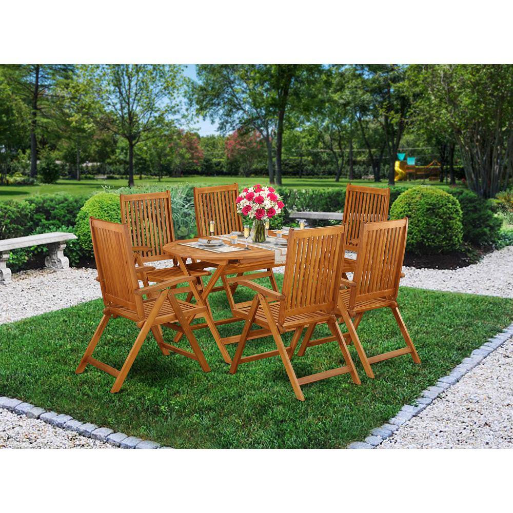 Back. East West Furniture - Wooden Patio Set Natural Oil - Brown.