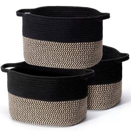 Sugift - 3 Pack Cotton Rope Woven Storage Baskets for Shelves and Bathroom Organizers and Storage