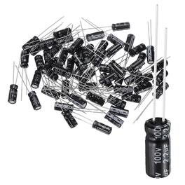 Unique Bargains - 2.2uF 100V 5x11mm Electrolytic Capacitor, 105C High Temp Radial Leads, for TVs/LCDs/VCD, 60pcs - Black