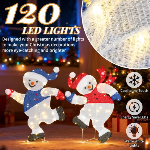 120 LED LIGHTS  
Designed with a greater number of lights to make your Christmas decorations more eye-catching and brighter  

Cool to the Touch  
Energy Save LEDs  
Warm White Lights