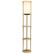 Angle. Simple Designs - Round Etagere Storage Floor Lamp with 2 USB, 1 Outlet - Tan.