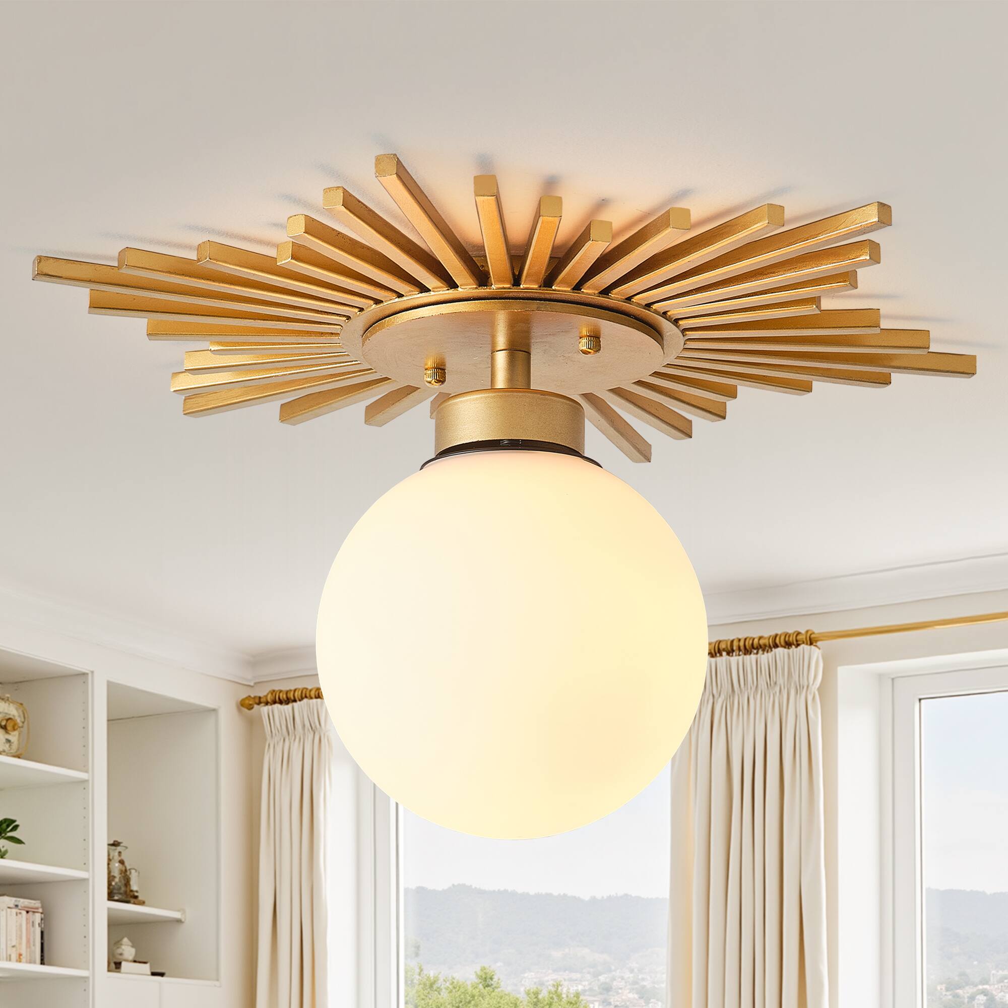 Angle. Parrot Uncle - 17.7 in. 1-Light Gold Semi-Flush Mount Ceiling Light - Gold.