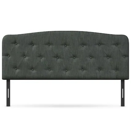 Front. SlickBlue - Bedroom Faux Linen Headboard with Customizable Height - Dark Grey.