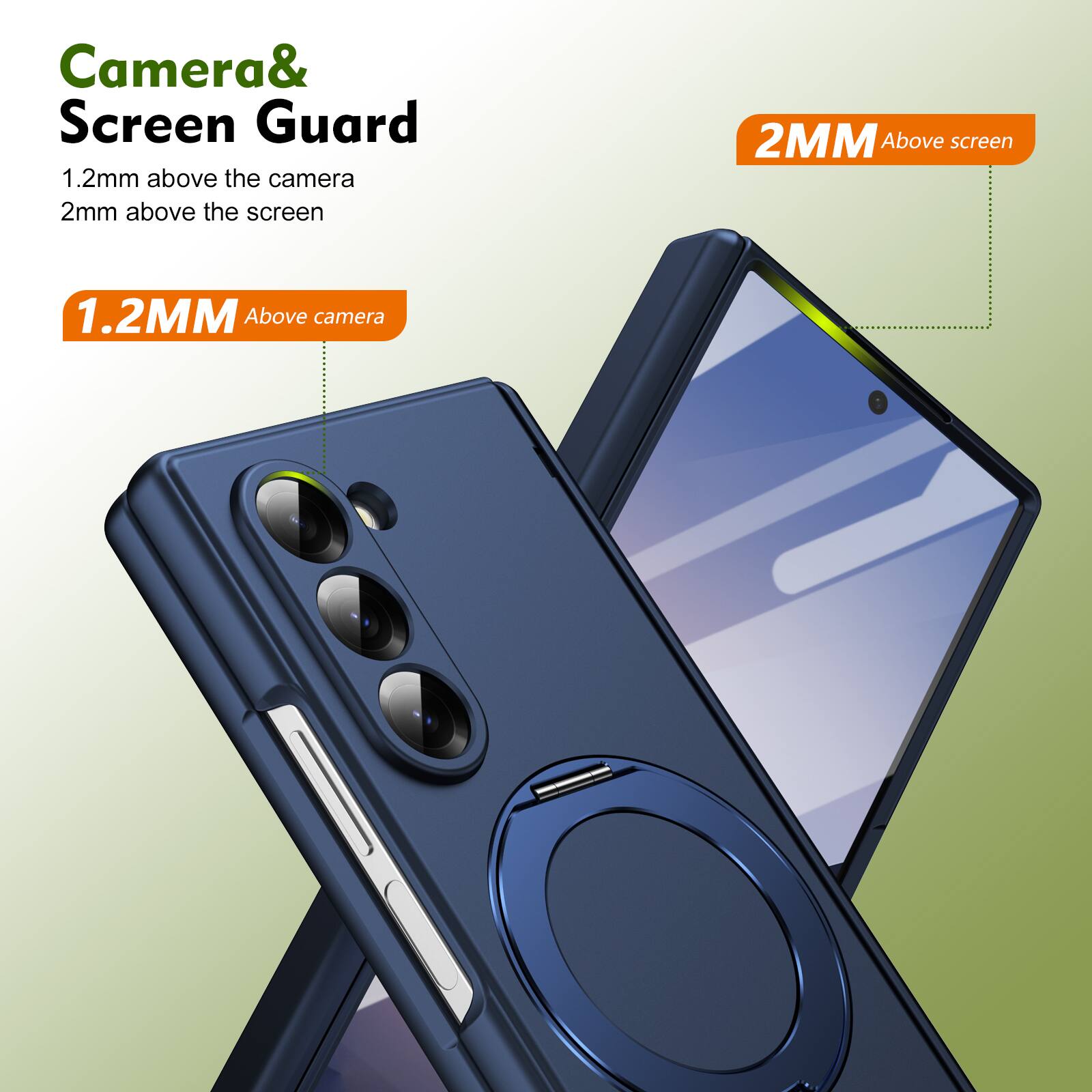 Camera & Screen Guard  
1.2mm above the camera  
2mm above the screen  

1.2MM Above camera  
2MM Above screen
