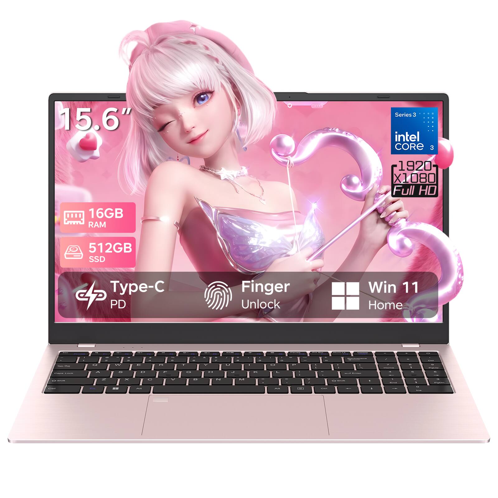 15.6"  
Series 3  
Intel Core 3  
1920 x 1080 Full HD  
16GB RAM  
512GB SSD  
Type-C PD  
Finger Unlock  
Win 11 Home