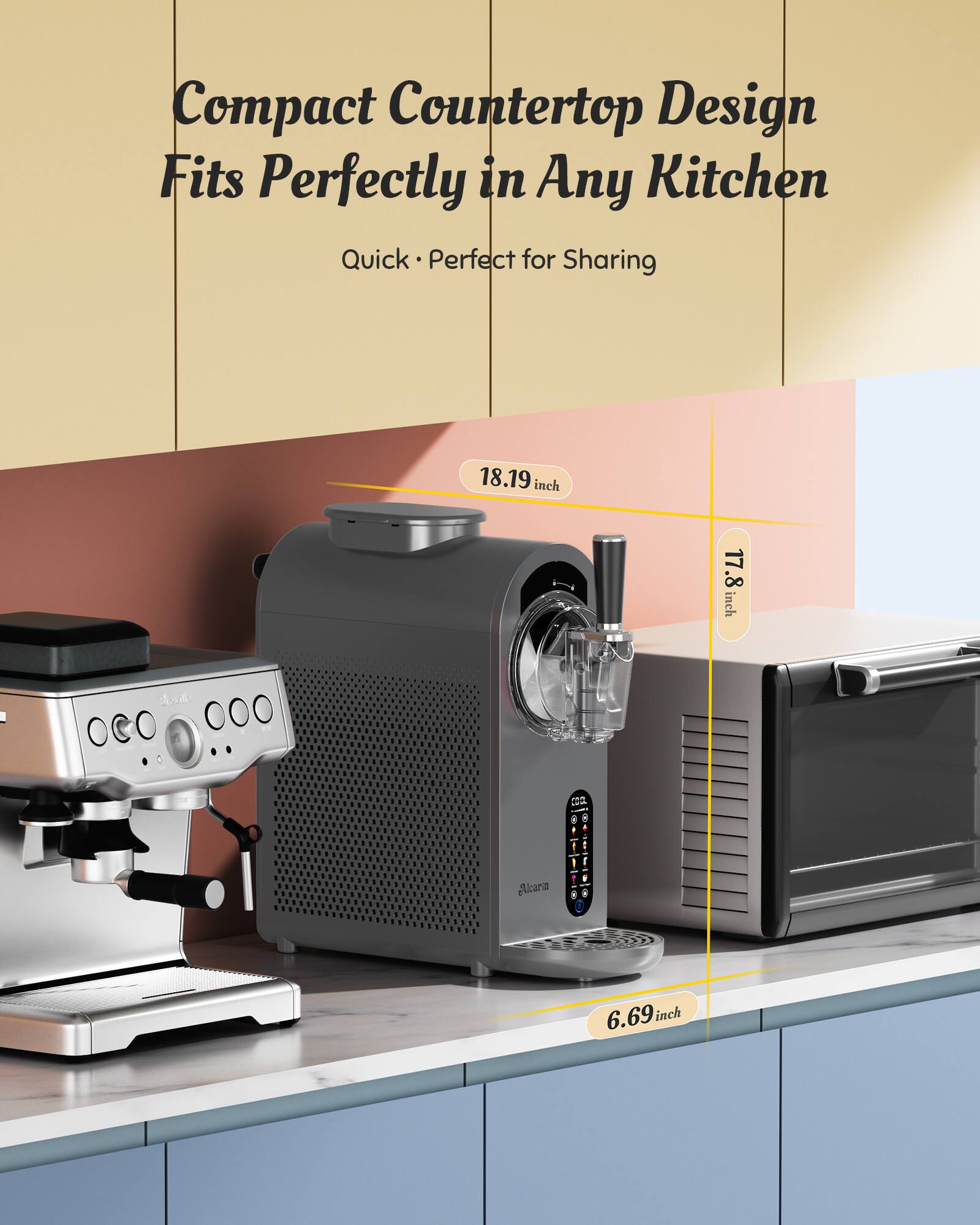 Compact Countertop Design Fits Perfectly in Any Kitchen Quick Perfect for Sharing  
18.19 inch  
17.8 inch  
6.69 inch