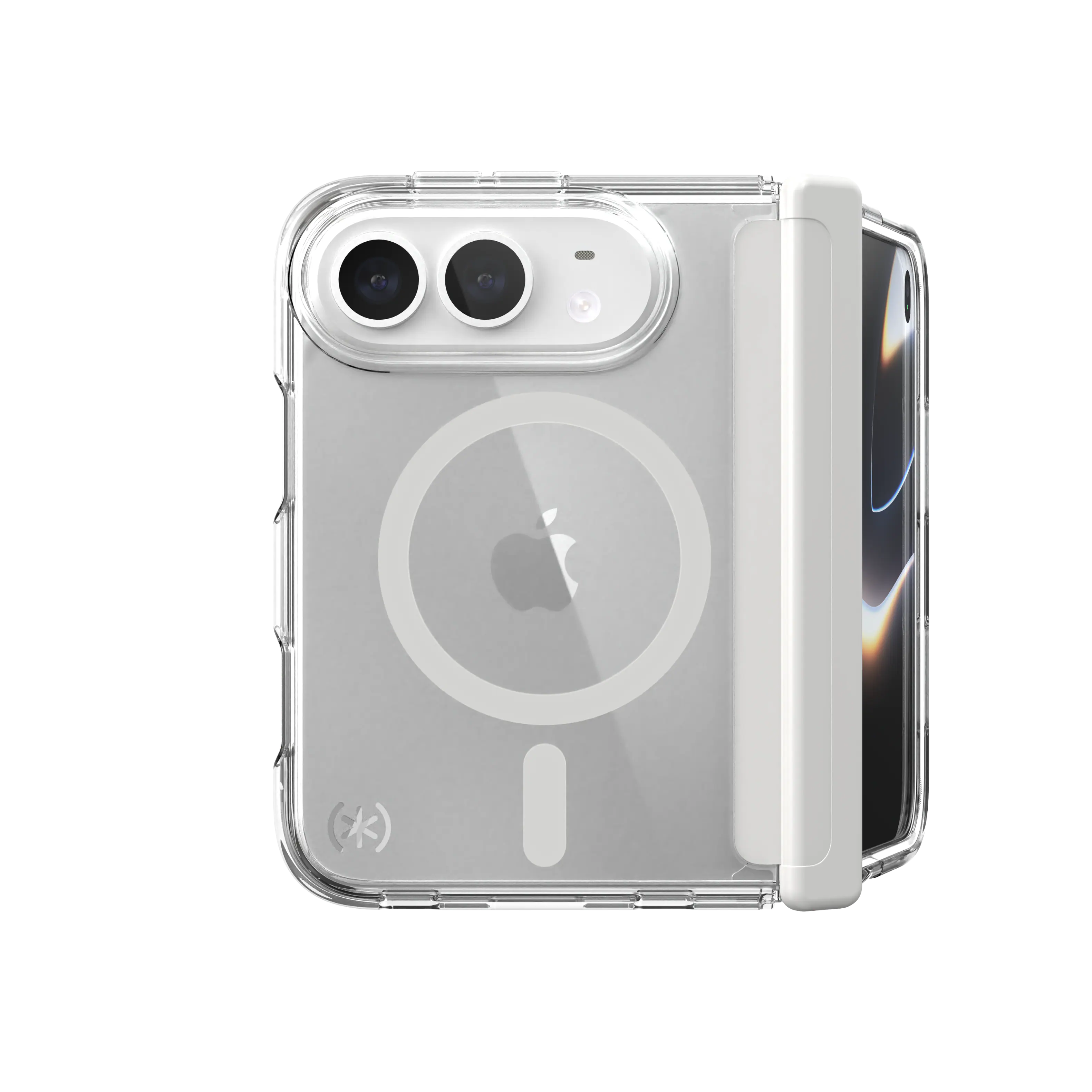 Front. Speck - Presidio Perfect Clear Case with MagSafe for Apple iPhone Duo - Clear.