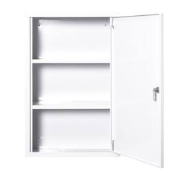 Kleankin - Steel Wall Mount Medicine Cabinet 3 Tier Emergency Box for Bathroom Kitchen - White