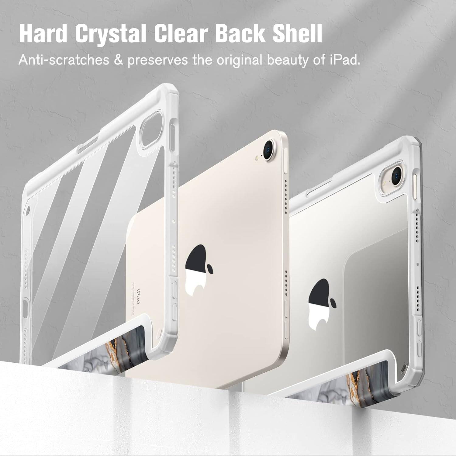 Hard Crystal Clear Back Shell  
Anti-scratches & preserves the original beauty of iPad.