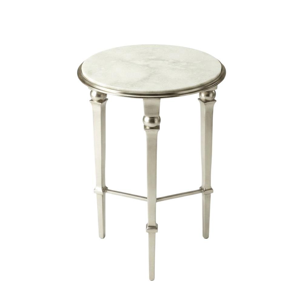 Alt View 1. Starlight Canyon Home - Round Marble Top End Table, Modern Accent Side Table for Living Room Bedroom - Silver.